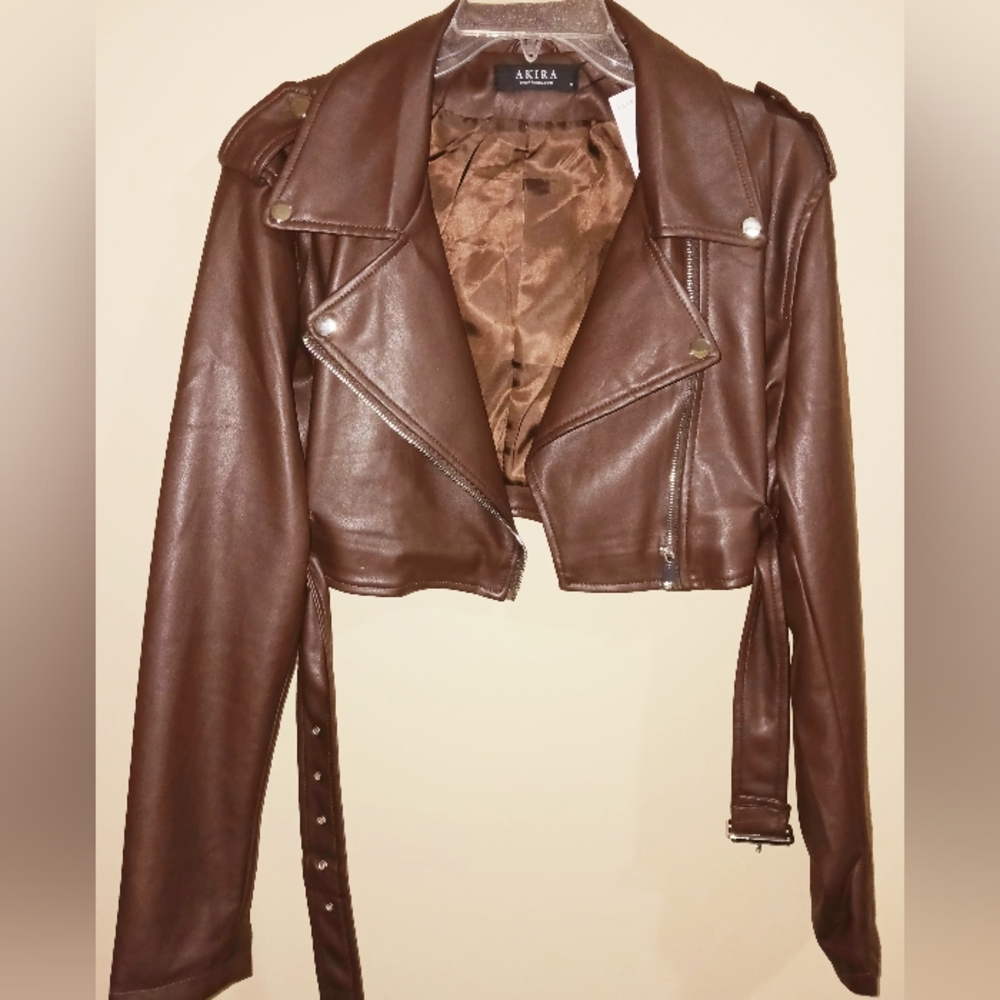 AKIRA Faux Leather Chocolate Jacket